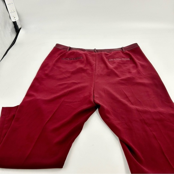 Sejour 16w Satin Trim Burgundy Ankle Pants Flat Front Trouser‎ Cropped Pants - Picture 11 of 11